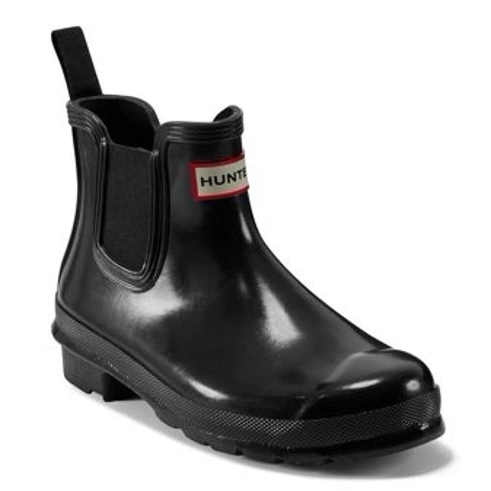 Big Girls Hunter Size 4 Black Chelsea Gloss Ankle Rain Boots (OS1)
